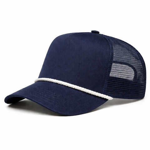 Navy/White Trucker Rope Snapback Hat