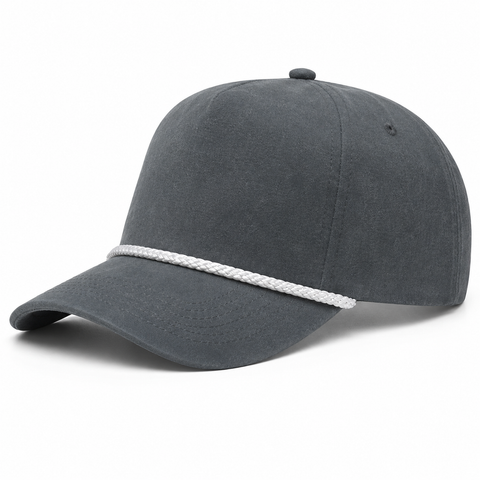 Vintage Charcoal/White Solid Rope Snapback Hat