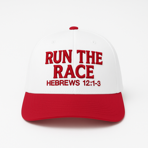 Run The Race - White/Red Classic Snapback